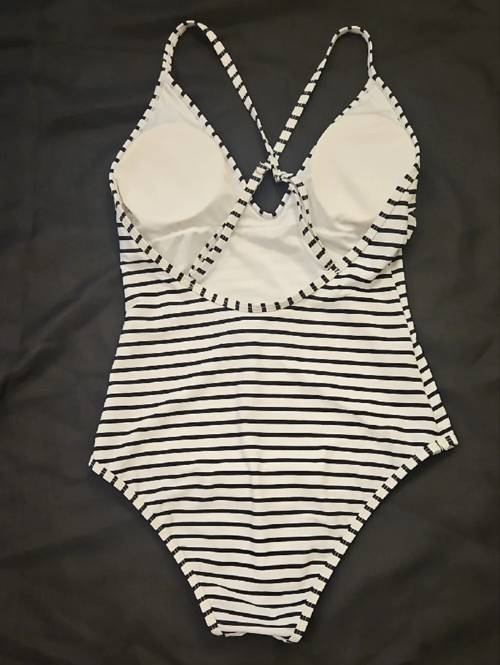 Cupshe Black & White Striped Women's One-Piece Swimsuit Size S